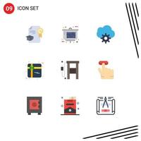 9 ícones criativos, sinais e símbolos modernos de petróleo, gasolina, nuvem, gás, compras, elementos de design vetorial editáveis vetor