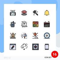 conjunto de 16 sinais de símbolos de ícones de interface do usuário modernos para notificação de bebê espátula de sino cozido editável elementos de design de vetor criativo