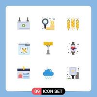 conjunto de 9 sinais de símbolos de ícones de interface do usuário modernos para software de construção, trabalho de design de agricultura, elementos de design de vetores editáveis de grãos
