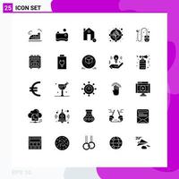 grupo de símbolos de ícone universal de 25 glifos sólidos modernos de clique em marketing excluir elementos de design de vetores editáveis de círculo de mercado