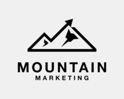 montanha seta para cima pico de crescimento negócios rock hill alpes alpinos estatística design de logotipo vetorial de marketing vetor