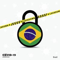bloqueio de bloqueio do brasil modelo de conscientização de pandemia de coronavírus covid19 design de bloqueio vetor