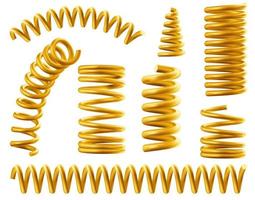 bobinas de mola de ouro, fio de metal espiral flexível vetor