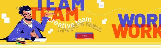 página de destino vetorial do trabalho em equipe, equipe criativa vetor