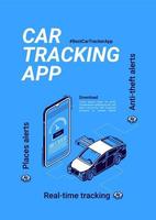 banner vetorial do aplicativo rastreador de carro para smartphone