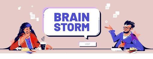 banner vetorial de brainstorm, reunião de equipe vetor