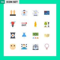 conjunto de 16 sinais de símbolos de ícones de interface do usuário modernos para país de balão pode austrália tanque pacote editável de elementos de design de vetores criativos