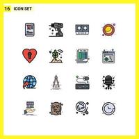 conjunto de 16 sinais de símbolos de ícones de interface do usuário modernos para agricultura amor gás coração lua elementos de design de vetores criativos editáveis