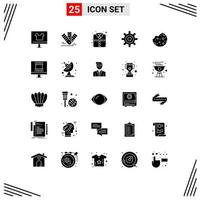 25 ícones criativos sinais e símbolos modernos de configuração de assar pms interface roupas elementos de design de vetores editáveis