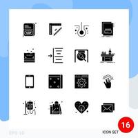 16 ícones criativos, sinais e símbolos modernos de script de banho, cabelo, link malicioso, elementos de design de vetores editáveis