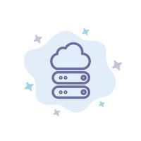 ícone azul de armazenamento de dados em nuvem grande no fundo abstrato da nuvem vetor