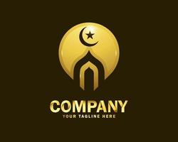 modelo de design de logotipo de ponto islâmico de ouro de luxo vetor