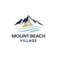 inspiração de modelo de design de logotipo de praia de alojamento de montanha vetor