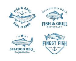 coleção de modelo de design de logotipo de restaurante de frutos do mar de peixe vetor