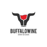 inspiração de modelo de design de logotipo de vinho de búfalo - vetor