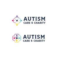 inspiração de modelo de design de logotipo de cuidados com autismo e caridade vetor