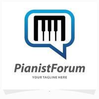 modelo de design de logotipo de fórum de pianista vetor