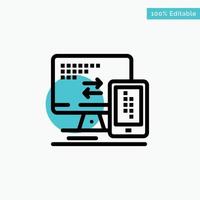 monitor de computador celular móvel turquesa destaque ícone de vetor de ponto de círculo