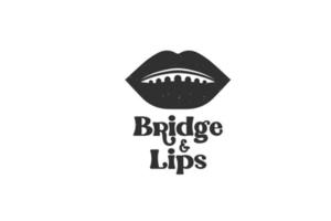 modelo de design de logotipo de ponte e lábios vetor