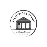 inspiração de modelo de design de logotipo de piano histórico vetor