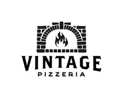 logotipo de pizza, forno de lenha criativo e modelo de design de logotipo de conceito de lenha
