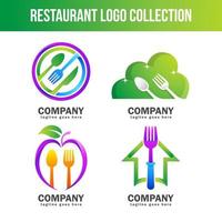 coleção de logotipo de colher e garfo, modelo de logotipo de restaurante vetor