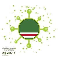 república chechena da lchkeria coronavius bandeira fundo de conscientização fique em casa fique saudável cuide de sua própria saúde ore pelo país vetor