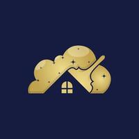 modelo de design de logotipo imobiliário de nuvem de limpeza de luxo vetor