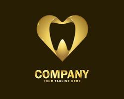 modelo de design de logotipo de amor dental de ouro de luxo vetor