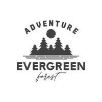 inspiração de modelo de design de logotipo de floresta perene de aventura vetor