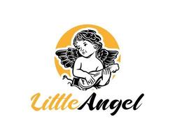 logotipo do anjinho. inspiração de design de logotipo de bebê anjo ou cupido vetor