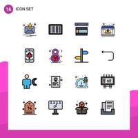 pacote de interface do usuário de 16 linhas básicas de cores planas preenchidas de móveis pode layout de elementos de design de vetores criativos editáveis de calendário de trabalho