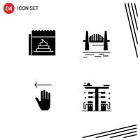 conjunto de pictogramas de 4 glifos sólidos simples de publicidade sydney jornalismo ponte seta editável elementos de design vetorial vetor