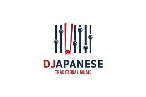 modelo de design de logotipo de música tradicional japonesa dj vetor