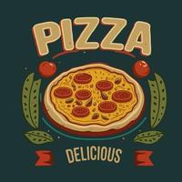 ilustração em vetor saborosa pizza italiana para logotipo ou cartaz