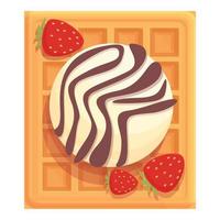 vetor de desenhos animados de ícone de waffle de fruta. comida belga