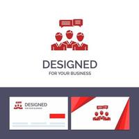 cartão de visita criativo e modelo de logotipo bate-papo diálogo de consultoria de negócios reunião ilustração vetorial on-line vetor