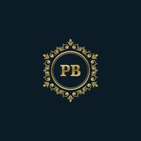 logotipo da letra pb com modelo de ouro de luxo. modelo de vetor de logotipo de elegância.