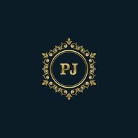 logotipo da letra pj com modelo de ouro de luxo. modelo de vetor de logotipo de elegância.