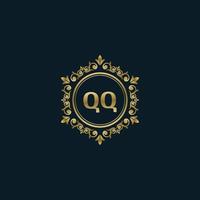 logotipo da letra qq com modelo de ouro de luxo. modelo de vetor de logotipo de elegância.