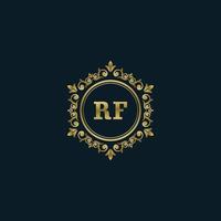 logo da letra rf com modelo de ouro de luxo. modelo de vetor de logotipo de elegância.