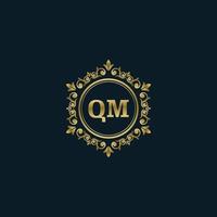 logotipo da letra qm com modelo de ouro de luxo. modelo de vetor de logotipo de elegância.