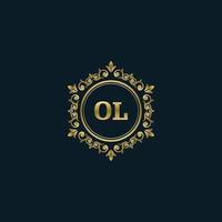 logotipo da letra ol com modelo de ouro de luxo. modelo de vetor de logotipo de elegância.