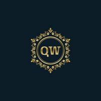 logotipo da letra qw com modelo de ouro de luxo. modelo de vetor de logotipo de elegância.