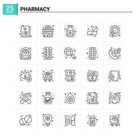25 conjunto de ícones de farmácia de fundo vetorial vetor