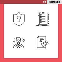 conjunto de 4 sinais de símbolos de ícones de interface do usuário modernos para lista de experiência de conselheiro de acesso, advogado, elementos de design de vetores editáveis