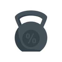 vetor de ícone de empréstimo on-line por cento de kettlebell isolado plano