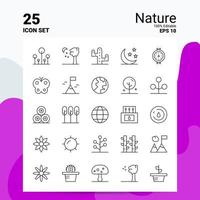 Conjunto de 25 ícones da natureza 100 eps editáveis 10 arquivos de conceito de logotipo de negócios idéias de design de ícone de linha