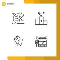 conjunto de 4 sinais de símbolos de ícones de interface do usuário modernos para vídeo de cerimônia de cálice de filme alertam elementos de design de vetores editáveis