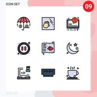 pacote de ícones vetoriais de estoque de sinais e símbolos de 9 linhas para teclas amor faq vídeo multimídia elementos de design de vetores editáveis